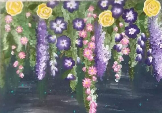 floral painting hanging flowers